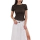 thumbnail image 1 of INSPIRE CHIC Top con Nido de Abeja para Mujeres Y2K Cuadros Manga Corta Cuello Redondo Volantes Fruncidos Camiseta M Marrón Oscuro, 1 of 6