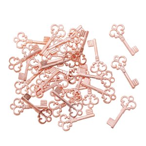 Magideal - Abalorio De Llaves, Colgantes Pequeños De Metal De Estilo Vintage Para Fabricación De Joyas Diy, Hallazgos, Proyecto Artesanal, Collar Hecho A Mano, P Oro Rosa 100 Piezas