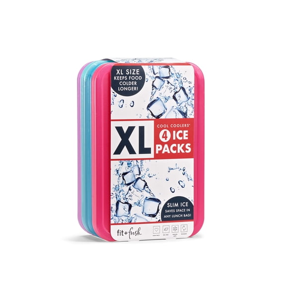 Ice Packs Fit & Fresh Cool Cool Coolers XL Slim, paquete de 4