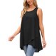 thumbnail image 4 of INSPIRE CHIC Blusa sin mangas de gasa casual de mujer para el regreso a clases, camiseta suelta asimétrica de cuello redondo, parte superior de verano, XL, negro, 4 of 6