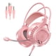 thumbnail image 4 of Auriculares Para Juegos Orejeras Suaves Cancelación De Ruido Con Luz Para Teléfono Oficina Dual 3.5mm USB Rosa, 4 of 5