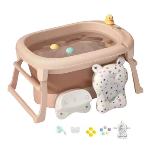 Bañera Maxi Plegable Con Cojin Y Accesorios Rosada Lubabycas