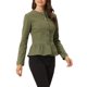 thumbnail image 4 of INSPIRE CHIC Chaquetas de Mezclilla para Mujer con Botones, Dobladillo Peplum, Mangas Largas, Chaquetas de Jean Cortas, Verde Militar XS, 4 of 6