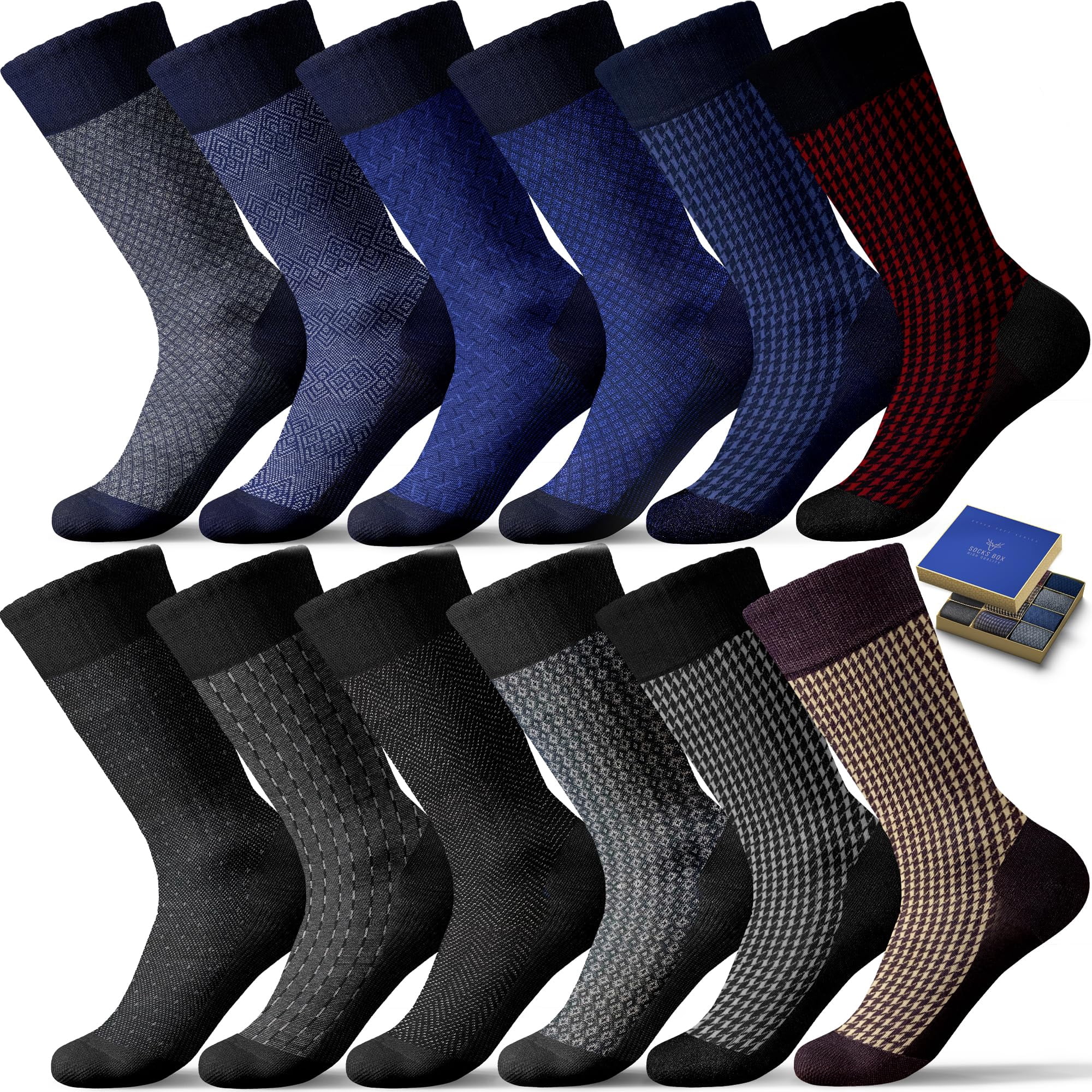Socks Box - Caja De Calcetines Para Hombre Calcetines De Vestir De Rayón De Bambú Ligeros
