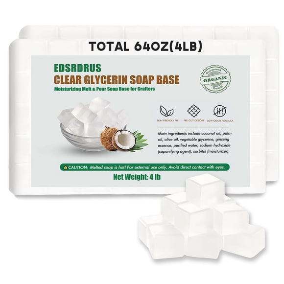 Base de Jabón EDSRDRUS 1,8 kg Transparente para Derretir y Verter