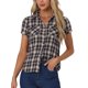 thumbnail image 1 of INSPIRE CHIC Camisas de Cuadros para Mujer Cuello en Punta Abotonado Blusas de Regreso a Clases Blanco Azul Oscuro M, 1 of 6
