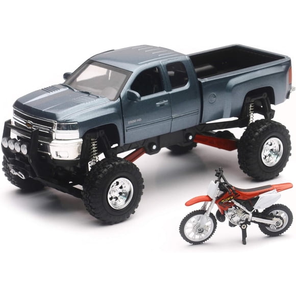 Camioneta NewRay Chevrolet Silverado a escala 1:32, 8 pulgadas, gris