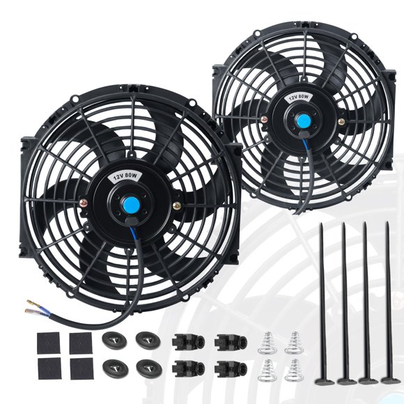 Ventilador de Radiador EVERESTWAY 25 cm 12 V 80 W Pack de 2
