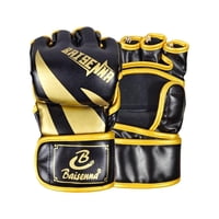 Ioensy - Guantes Mma Medio Dedo Entrenamiento Guantes De Boxeo Envolturas De Mano Guantes De Kick Boxing Negro Aureato