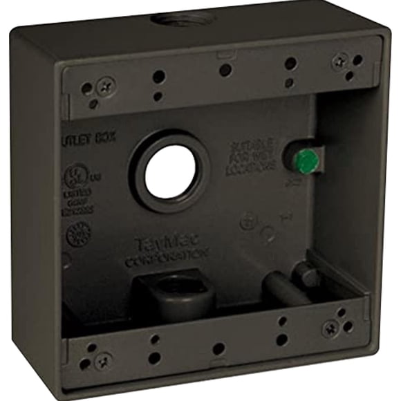 Caja Hubbell resistente a la intemperie de 2 elementos con tres 3/4 pulgadas Enchufes