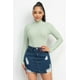 thumbnail image 1 of Saronite Blusa Básica de Manga Larga con Cuello Alto de Rayón, Verde Menta (para Mujer), 1 of 5