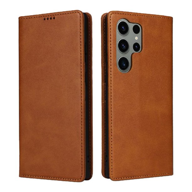 Funda Cartera para Samsung Galaxy S23 Ultra con Ranuras Tarjetas y Soporte - Protección Completa Marrón