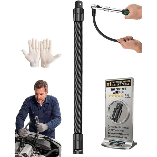 Eje flexible 1/2" 360° acero resorte largo alcance barra plegable enchufes