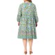 thumbnail image 3 of Agnes Orinda Vestido de Verano Talla Grande para Mujeres Escuela Universidad Casual Bohemio Floral Cuello en V Manga 3/4 Midi Corto Vestido de Playa 4X Verde Claro, 3 of 6