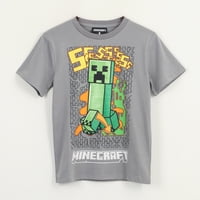 Polera Manga Corta Niño Gris Creeper Minecraft