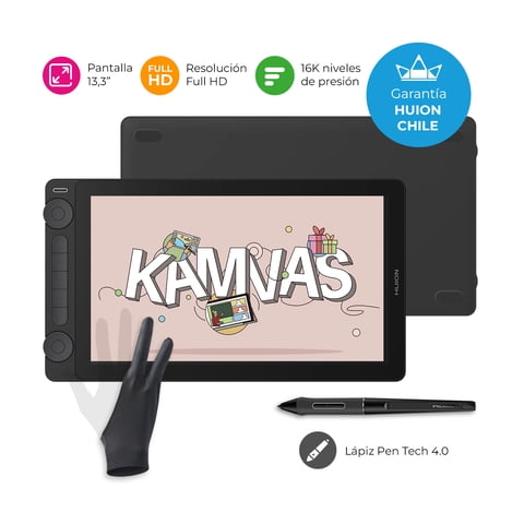 Huion - Tableta Gráfica Monitor Kamvas 13 (Gen 3) Black Con