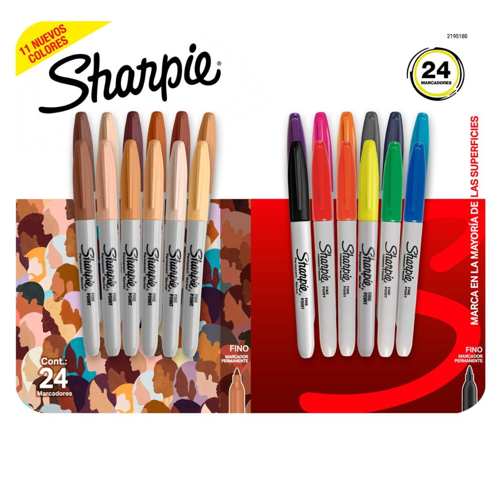 Set 24 Marcadores Sharpie Punta Fina Colores Basicos/tierra