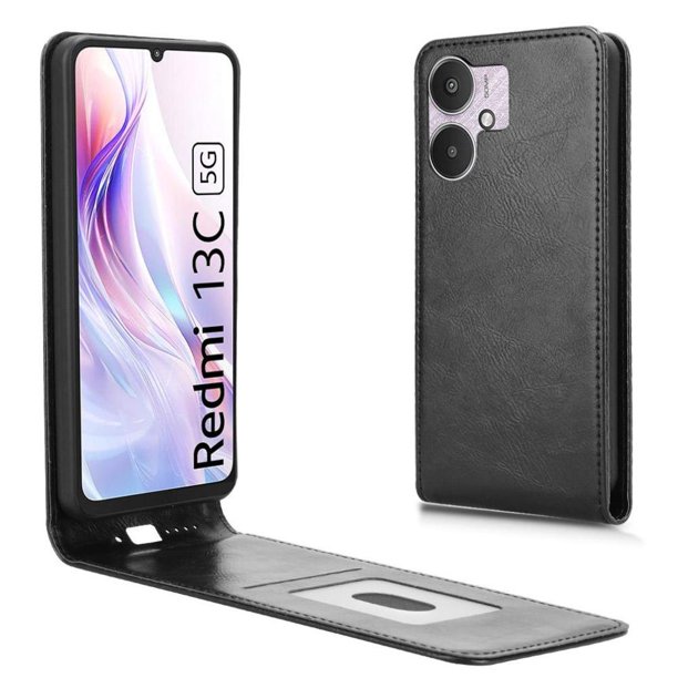 Funda tipo folio para Xiaomi Redmi 13C 4G con soporte magnético y protección para la cámara Negro