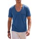 thumbnail image 1 of Camiseta de Hombre INSPIRE CHIC Cuello en U Manga Corta con Bolsillo en el Pecho Casual XL Azul, 1 of 5