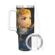 thumbnail image 3 of La Leyenda de Link: Breath Vaso aislado de acero inoxidable con asa, diseño temático, regalo para familia, amigos y fans; incluye pajita y encaja en el portavasos estándar, 40 oz, 3 of 6