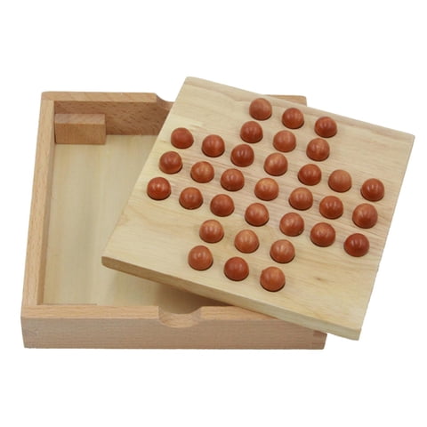 Magideal - Juego De Mesa De Solitario Con Clavija De Madera, Decoración Para Sala De Estar Con 33 Clavijas De Bolas De Cristal, Juego Familiar Educativo Clásico