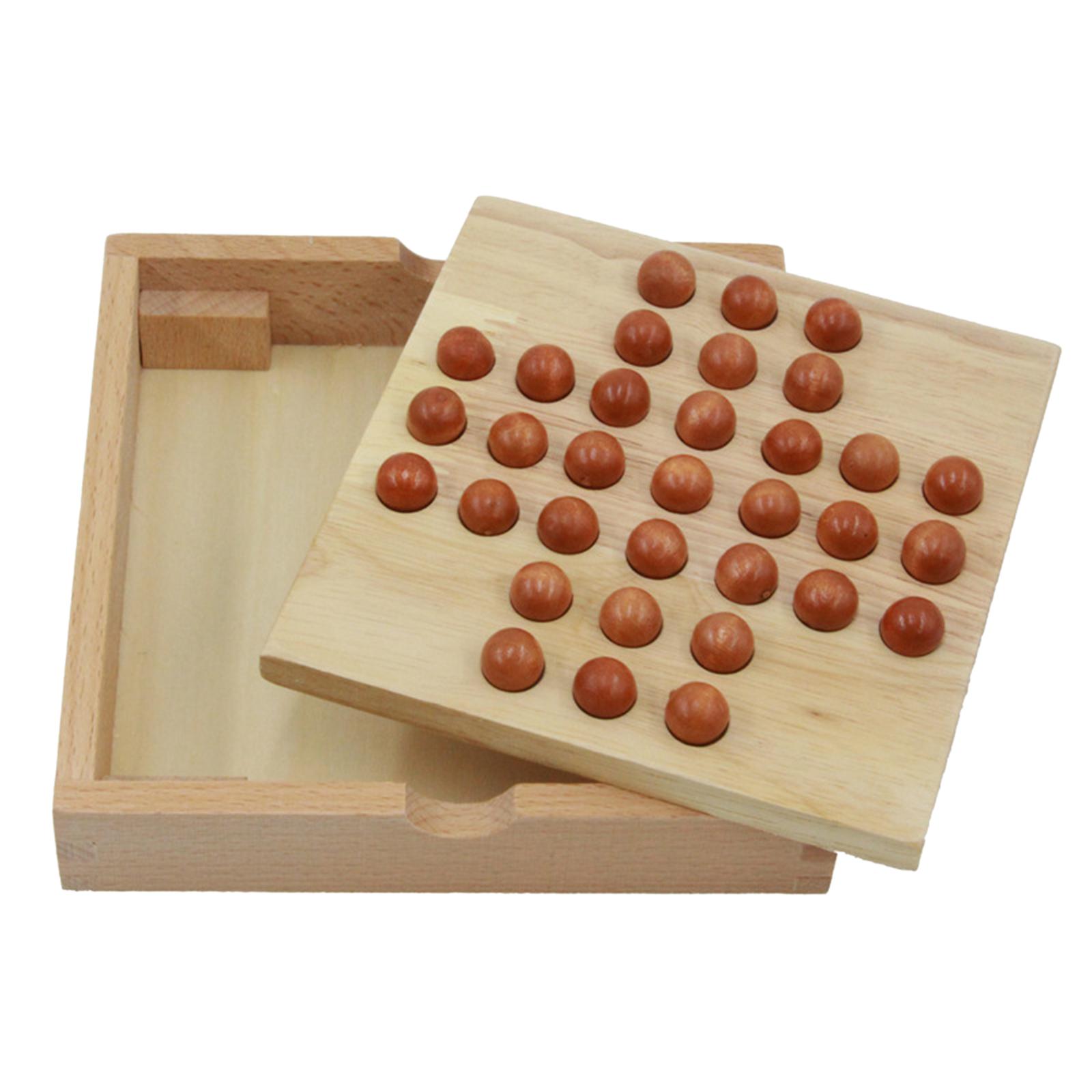 Magideal - Juego De Mesa De Solitario Con Clavija De Madera, Decoración Para Sala De Estar Con 33 Clavijas De Bolas De Cristal, Juego Familiar Educativo Clásico
