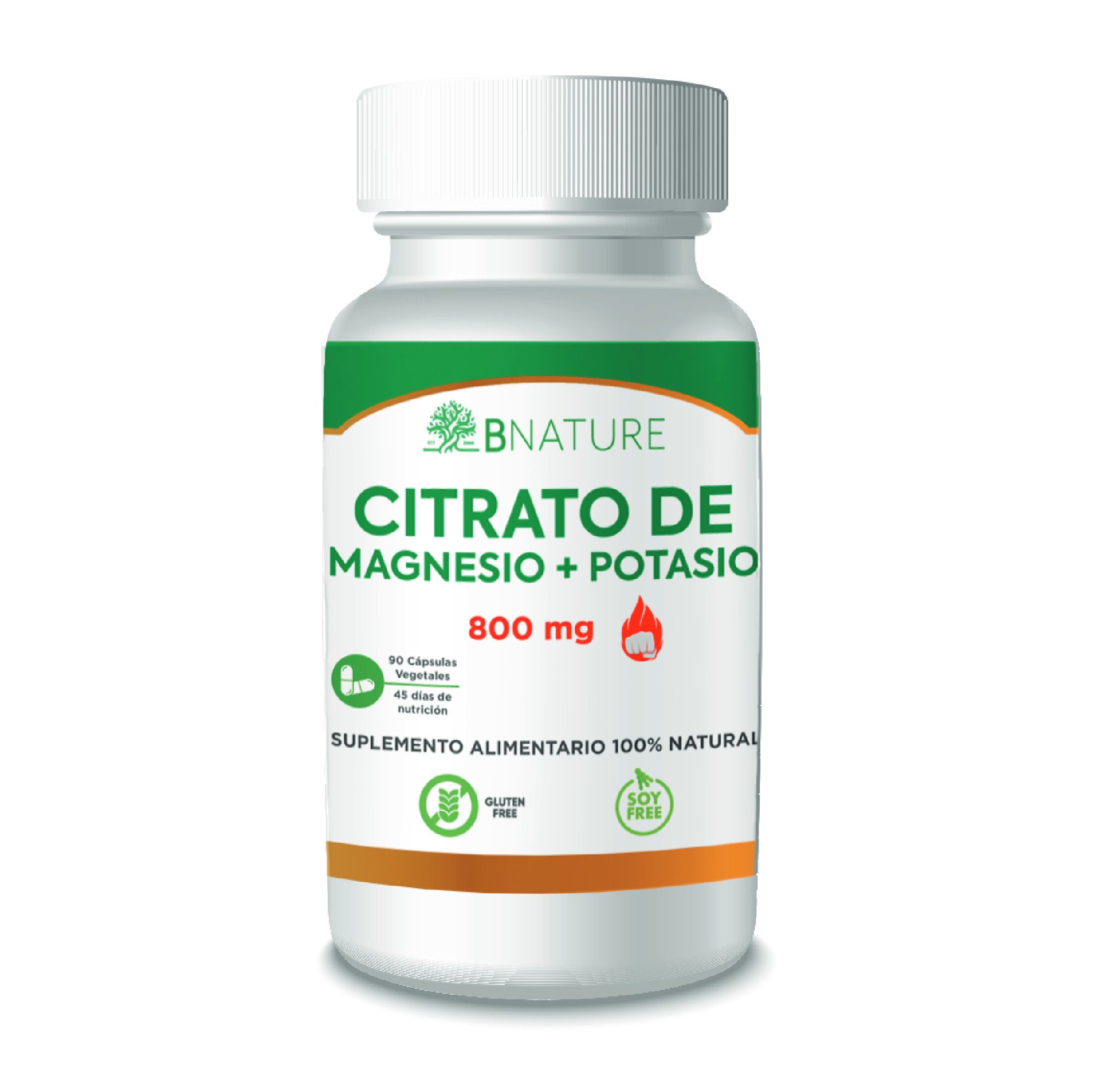 Citrato De Magnesio Y Potasio B Nature 800Mg (90 Cápsulas)