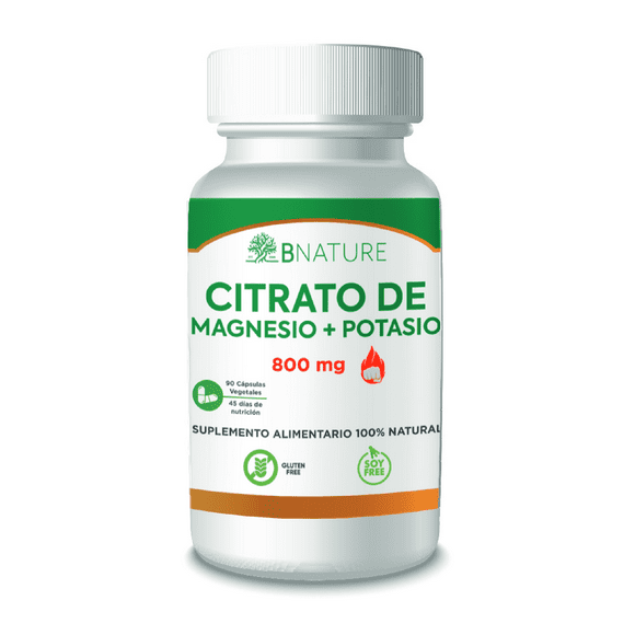 Citrato de Magnesio y Potasio B Nature 800mg (90 Cápsulas)
