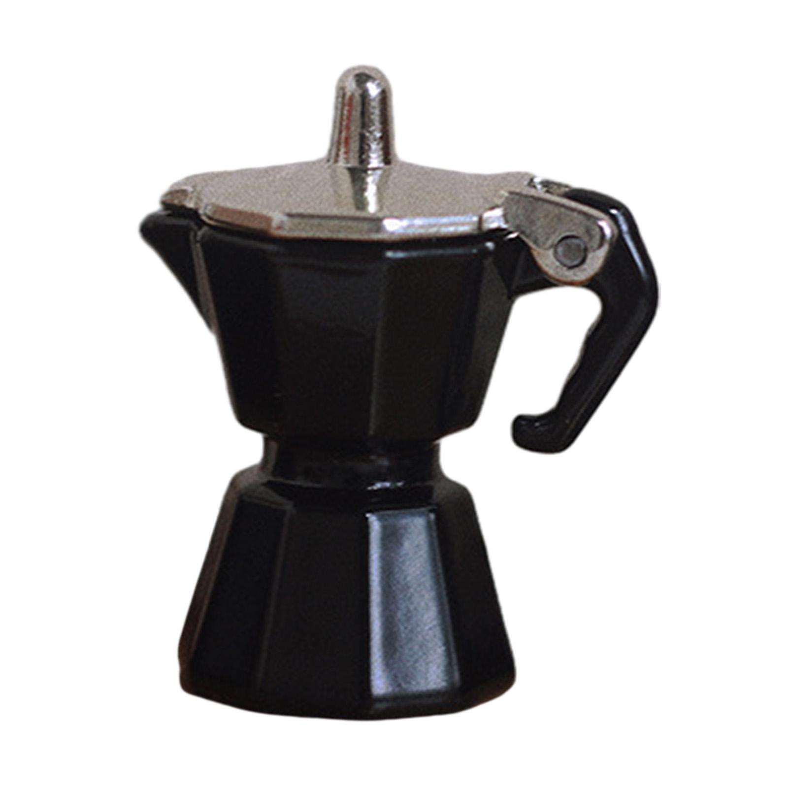 Magideal - Casa De Muñecas Miniatura Mini Hervidor De Café Simulación Casa De Muñecas Accesorios De Cocina Favores De Fiesta Adorno Vívido Olla Modelo Juguete Es Negro