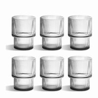 Wakeshome - Set 6 Vasos De Vidrio Estilo Origami Cristal Acanalado 200Ml