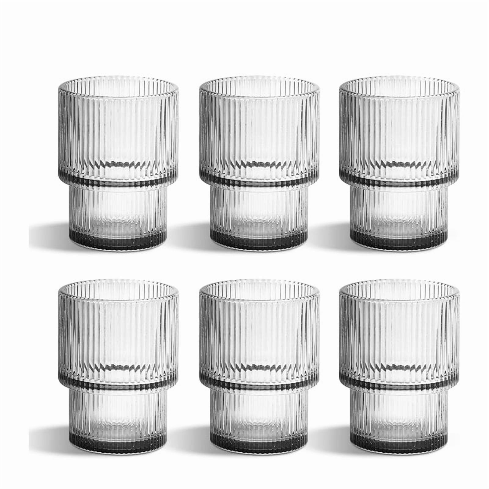 Wakeshome - Set 6 Vasos De Vidrio Estilo Origami Cristal Acanalado 200ml