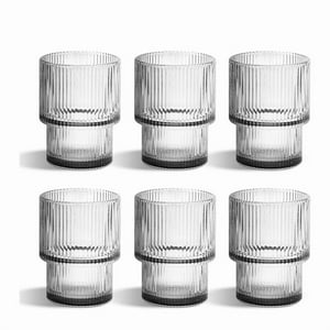 Wakeshome - Set 6 Vasos De Vidrio Estilo Origami Cristal Acanalado 200Ml