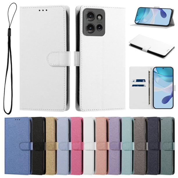 Cartera para Motorola Edge 50 con Soporte y Correa, Blanco