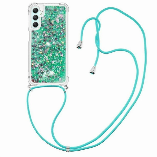 Funda FOXDOCK para Samsung Galaxy A25 5G con Cuerda Ajustable, Brillo Líquido, Protección Antigolpes y Lente – Ideal para Regalo