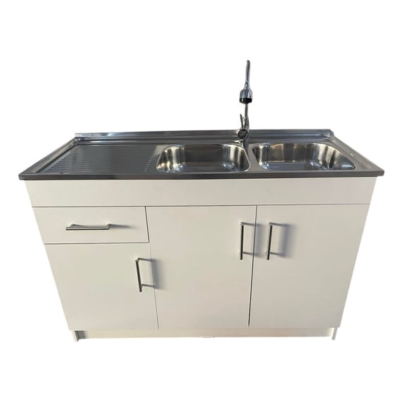 Kit Lavaplatos con mueble 120x50 Doble Blanco Secador Izquierdo