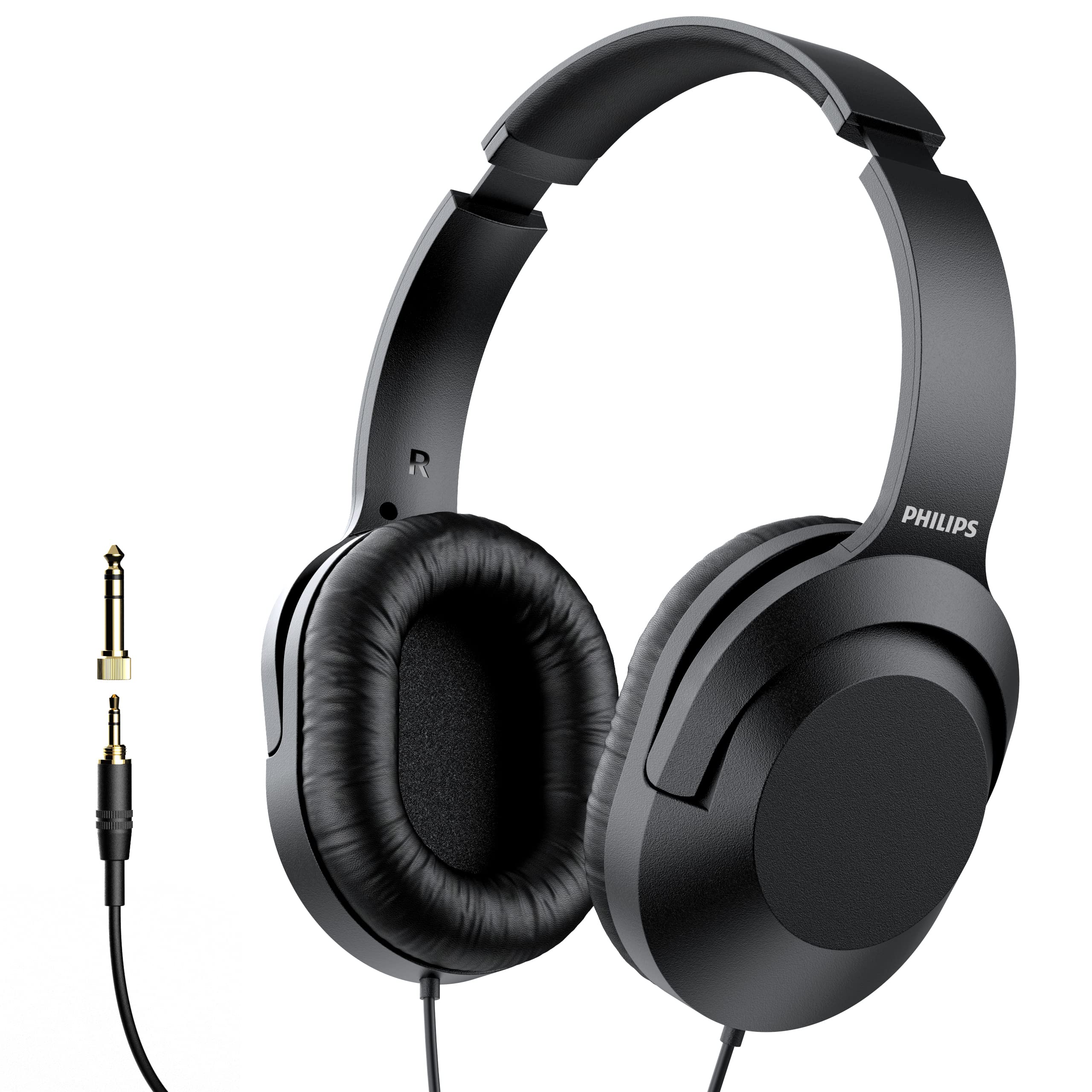 Philips Over Ear Auriculares Estéreo Con Cable Para Podcasts, Auriculares De Monitoreo Y Grabación De Estudio Para Computadora, Teclado Y Guitarra Con Adaptador Adicional De 6.3 Mm (1/4"")