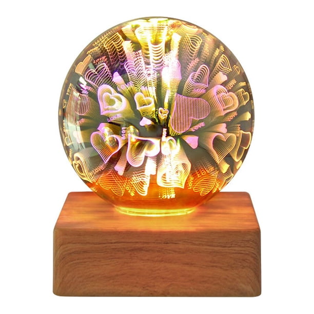 1pc LED 3D Fireworks Night Light, Glowing Led Gift Firework Lamp Small Globe Base Adornment Decorative Kids Children Indoor