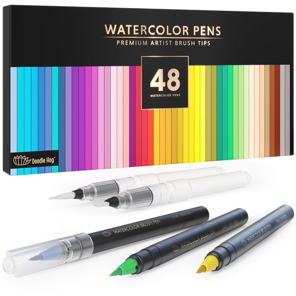 Bolígrafos de acuarela DOODLE HOG 48 Premium +2 rotuladores de 48 colores