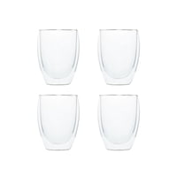 Los Boldos - Pack 4 Vasos Doble Pared Vidrio 350Ml Liquidos Calientes Cafe