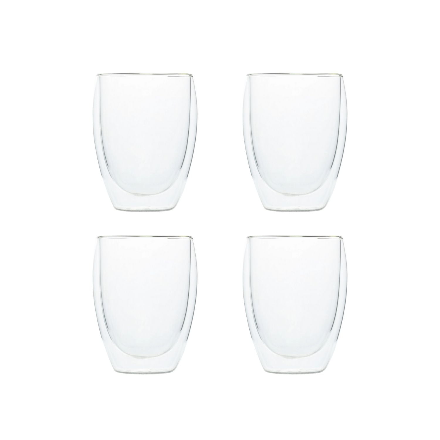 Los Boldos - Pack 4 Vasos Doble Pared Vidrio 350ml Liquidos Calientes Cafe