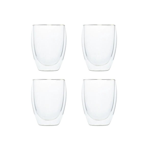 Pack 4 Vasos Doble Pared Vidrio 350ml Liquidos Calientes Cafe