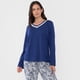 thumbnail image 3 of Pijama Mujer Largo Encaje Navy Corona, 3 of 5