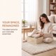 thumbnail image 4 of Cubo de almacenamiento de tela REGALWOVEN con asa, contenedor de almacenamiento para estantes de armario, cesta de almacenamiento plegable para organizar ropa y libros beige 11.8*11.8*5.9in, 4 of 7