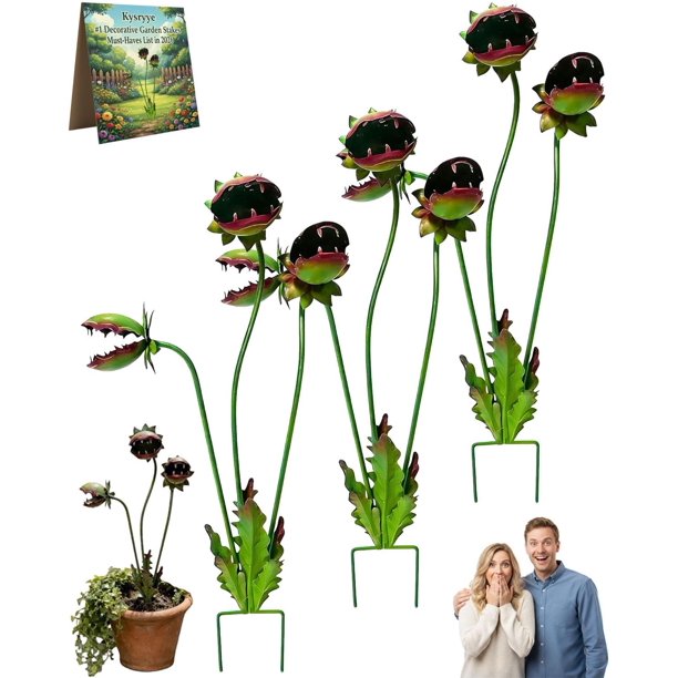 Estaca jardín planta carnívora caprichosa Venus atrapamoscas 63cm decoración césped