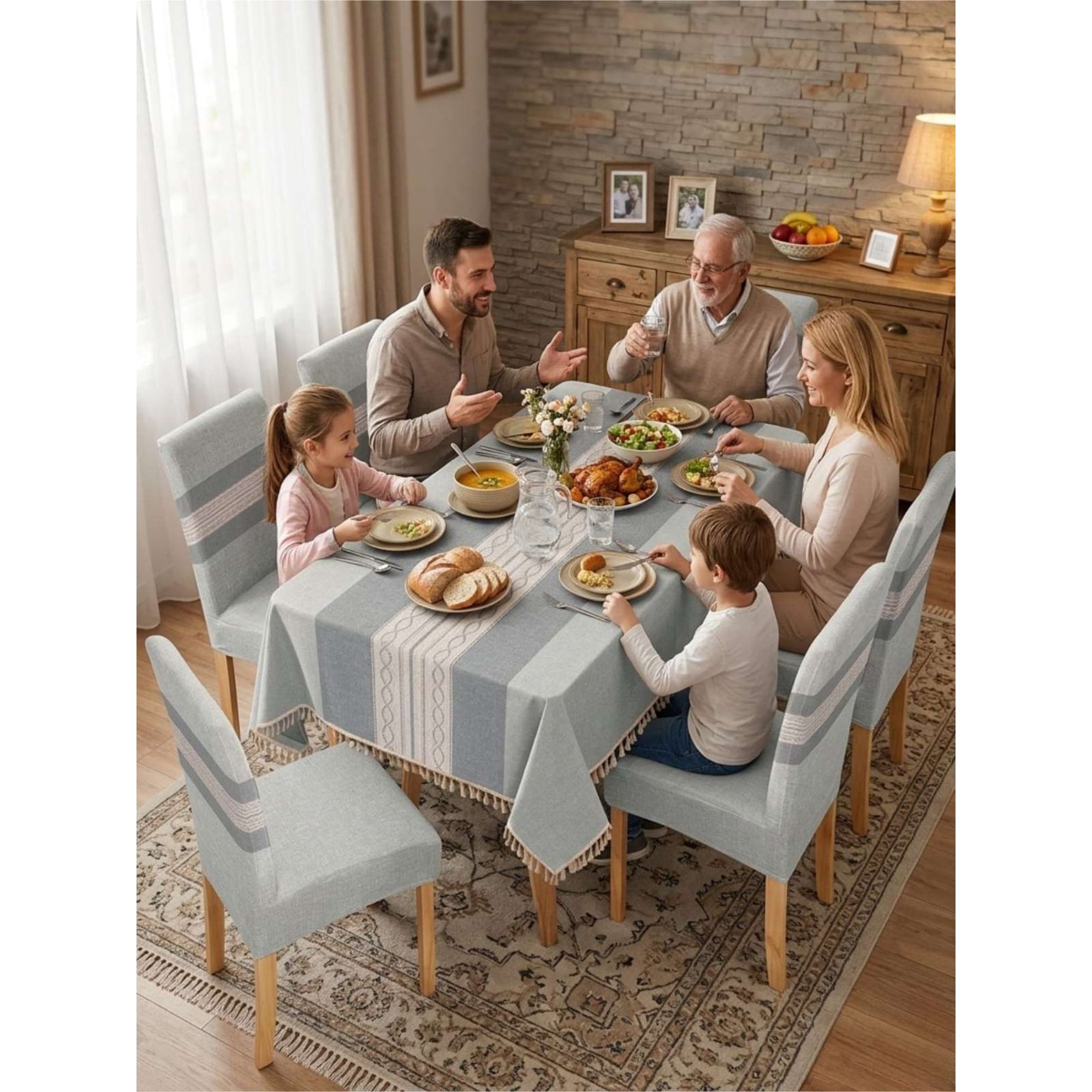 Todo Para El Hogar - Set De Mantel Antimanchas + 6 Fundas Sillas Elásticas