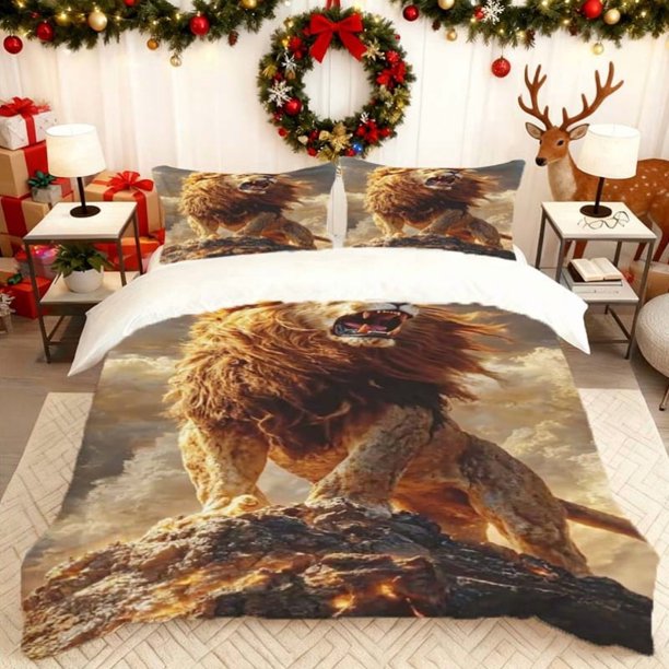 Featuring a Roaring Lion Print Duvet Cover Set Essential Bedding for Any Home Or Guest Room Suitable for All Seasons with Various Colorful Patterns a Perfect Gi