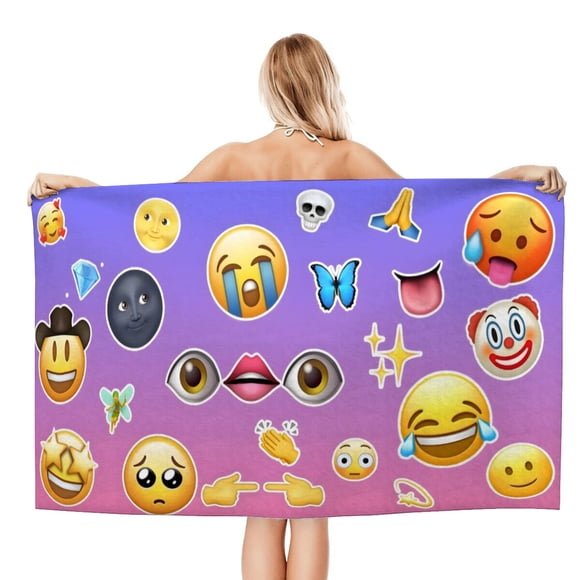 Emoji Toalla de playa de secado rápido con diseño temático, regalo para mujeres y niñas, ideal para cumpleaños, fans, amantes de la música, uso en la playa o al aire libre,78*180cm