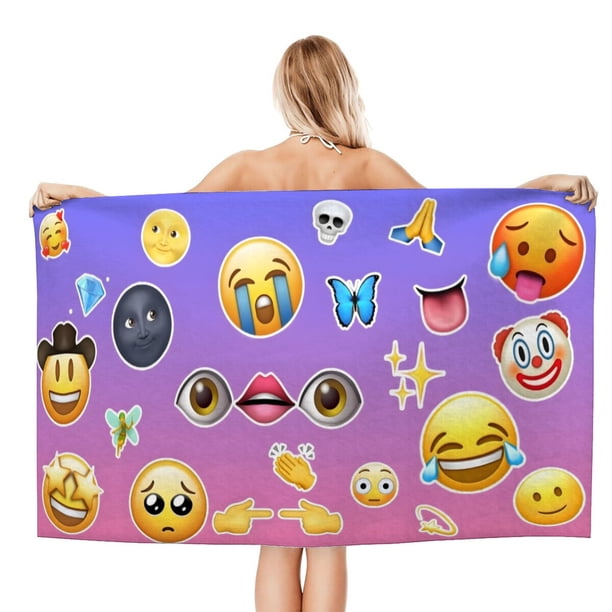 Emoji Toalla de playa de secado rápido con diseño temático, regalo para mujeres y niñas, ideal para cumpleaños, fans, amantes de la música, uso en la playa o al aire libre,78*180cm