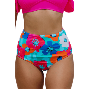 Calzon Bottom De Baño Talle Alto Control Floral Gloriahoon