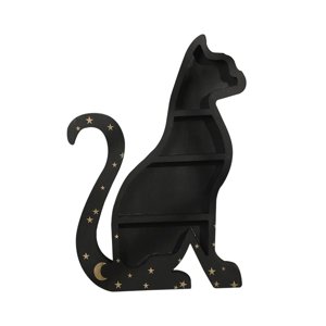 Magideal - Estante De Exhibición De Pared Artesanal De Madera Con Forma De Gato, Decoración De Pared, Estante Flotante, Estante De Joyería Para Mejorar El Hogar, 23X35Cm